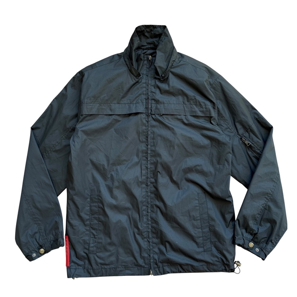 Prada Sport SGV136 Black Nylon Windbreaker Jacket Mens Linea Rossa Italy